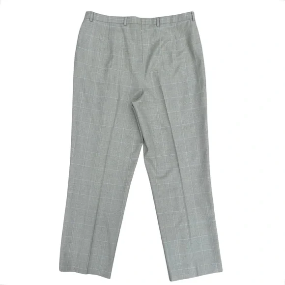 Escada Womens Wool Pants Sz 14 Pleated Tapered Leg Plaid Print Preppy Academia